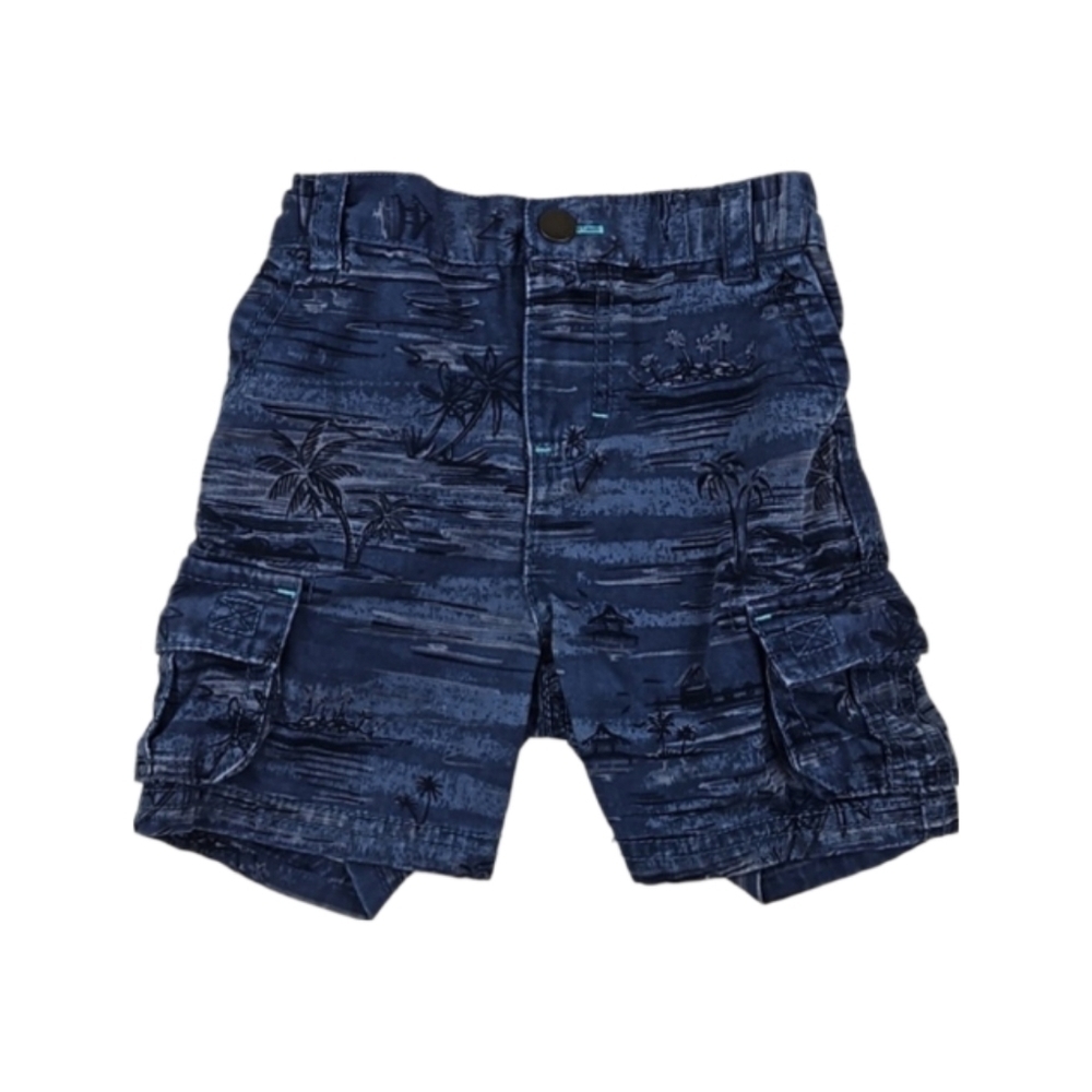 Cherokee Palm Tropical Print Blue Cargo Shorts 12 Months Baby